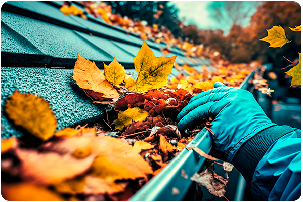Ereszcsatorna tisztítás levelekkel eltömődött ereszen